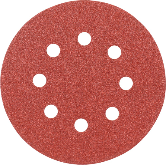 Afbeeldingen van Klitschuurschijf - Ø125mm Korrel120 8 Gaten - 10 stuks Rood