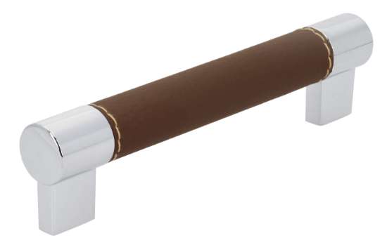 Afbeeldingen van Siro Meubelgreep kunststof - boorafstand 128mm/L 152mm/H 37mm/B 20mm bruin/chroom 