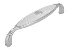 Afbeeldingen van Siro Meubelgreep metaal - boorafstand 128mm/L 138mm/H 27mm/B 23mm chroom glanzend/wit 