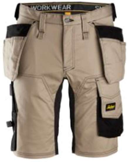 Afbeeldingen van Snickers Allround stretch korte broek 6141-2004, Maat 58, khaki/zwart