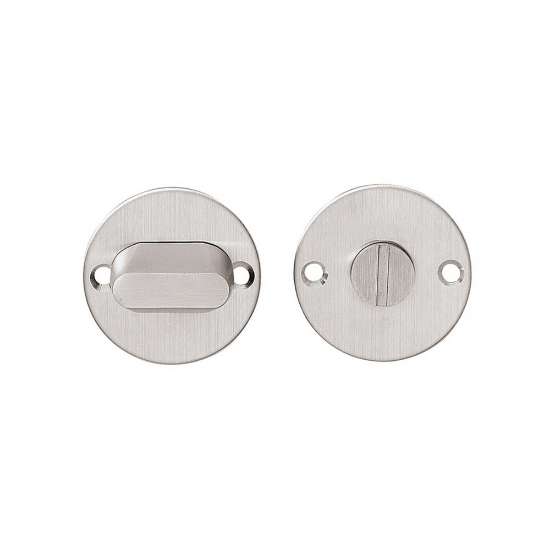 Afbeeldingen van INTERSTEEL Rozet rond plat 50 mm toilet-/badkamersluiting zonder venster met 8 mm stift rvs geborsteld 3409