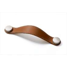 Afbeeldingen van Hettich Greep Gela, boorafstand 128, L 150 mm, B 26 mm, H 3 mm, lichtbruin leer