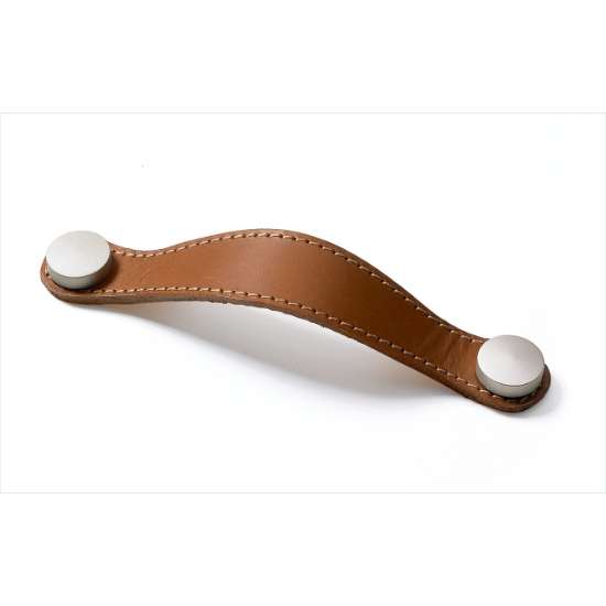 Afbeeldingen van Hettich Greep Gela, boorafstand 128, L 150 mm, B 26 mm, H 3 mm, lichtbruin leer