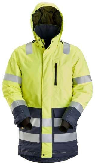 Afbeeldingen van Snickers Allround parka klasse 3 1830-6695, Maat XS, high-visibillity geel/donker blauw