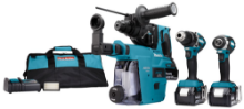 Afbeeldingen van Makita combiset Boor- en Slagschroefmachine DLX3106TW1 - 18v 3x 5,0Ah li-on accu - Stofafzuigunit, snellader tas 