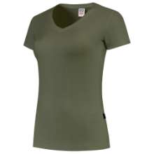 Afbeeldingen van Tricorp T-Shirt V hals Slim fit dames 101008 Army XL