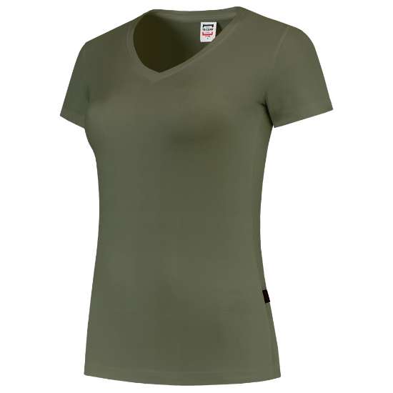 Afbeeldingen van Tricorp T-Shirt V hals Slim fit dames 101008 Army XL