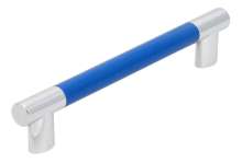 Afbeeldingen van Siro Meubelgreep kunststof - boorafstand 128mm/L 154mm/H 28mm/B 12mm - blauw/chroom 