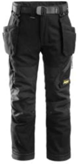 Afbeeldingen van Snickers FlexiWork junior camo broek 7505-0404, Maat 140, zwart