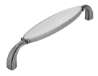 Afbeeldingen van Siro Meubelgreep metaal - boorafstand 128mm/L 138mm/H 27mm/B 23mm antiek zilver/wit 