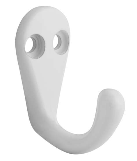Afbeeldingen van Siro Kapstokhaak metaal - boorafstand 10mm/L 41mm/H 33mm/B 20mm - wit 