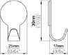 Afbeeldingen van Siro Haak metaal - zelfklevend L 39mm/H 17mm/B 25mm RVS 