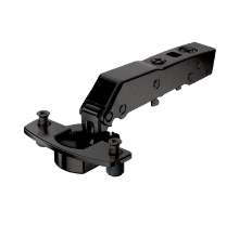 Afbeeldingen van Hettich Sensys hoekscharnier W45 met geïntegreerde demping (Sensys 8639i W45), in obsidiaanzwart, opliggend, openingshoek 95°, TH-boorbeeld 52 x 5,5 mm, met spreidpluggen (ø 10 x 11)