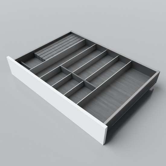 Afbeeldingen van Blum Bestekindeling voor messen Legrabox houtdecor - corpusbreedte 700-900 diepte 550mm - houtdecor zwart/aluminium OL.SA5580S2BEST