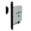 Afbeeldingen van INTERSTEEL Woningbouw magneet badkamer/toilet slot 63/8mm, voorplaat afgerond zwart, 20x175, doorn 50mm incl. s 9572