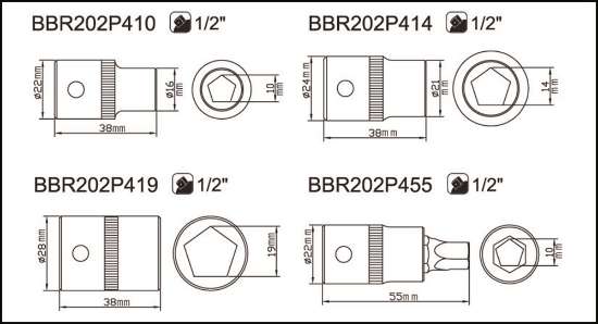 Afbeeldingen van 1/2" Vijfhoeks dopsleutel bitset