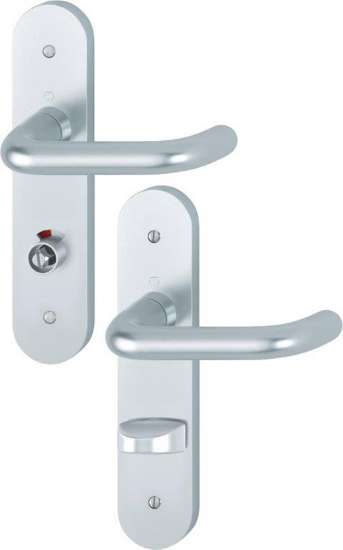 Afbeeldingen van Hoppe Binnendeurgarnituur aluminium op schild Paris 138L/3056RF-3 - Rechts - F1