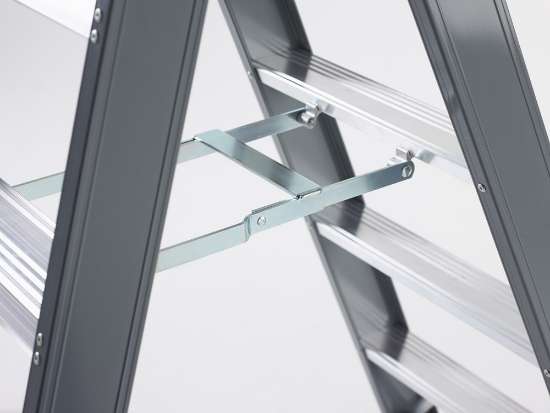 Afbeeldingen van Dubbel oploopbare trap - aluminium (gecoat)