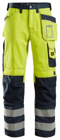 Afbeeldingen van Snickers broek, klasse 2, 3233-6695, Maat 256, high-visibillity geel/donker blauw