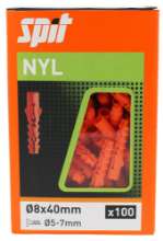 Afbeeldingen van Spit nylon plug - Ø8x40mm - zonder kraag