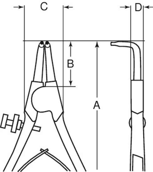 Afbeeldingen van Bahco 2466 B buitenborgringtang gebogen bek