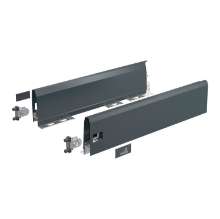 Afbeeldingen van Hettich ArciTech Schuif- / frontlade, setverpakking, ladezijwand hoogte 126 x NL 270 mm, antraciet, links en rechts