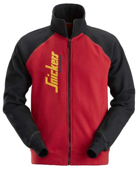 Afbeeldingen van Snickers logo jack met rits 2887-1604, Maat XS, chili rood/zwart