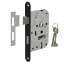 Afbeeldingen van INTERSTEEL Woningbouw klavier dag- en nachtslot 55mm, voorplaat afgerond zwart gelakt, 20x175, doorn 50mm incl. 9547