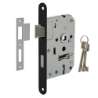 Afbeeldingen van INTERSTEEL Woningbouw klavier dag- en nachtslot 55mm, voorplaat afgerond zwart gelakt, 20x175, doorn 50mm incl. 9547