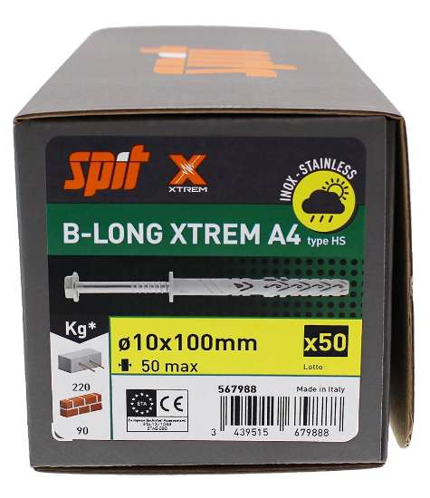 Afbeeldingen van Spit constructieplug B-long Xtrem HF - Ø10x100/50mm - inox A4