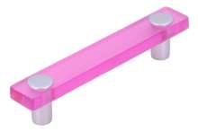 Afbeeldingen van Siro Meubelgreep kunststof - boorafstand 96mm/L 126mm/H 26mm/B 20mm roze/aluminium 