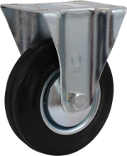 Afbeeldingen van Kelfort bokwiel - Ø125mm (100kg) - gegalvaniseerd met stalen velg, plaat en rollager zwart rubber loopvlak 
