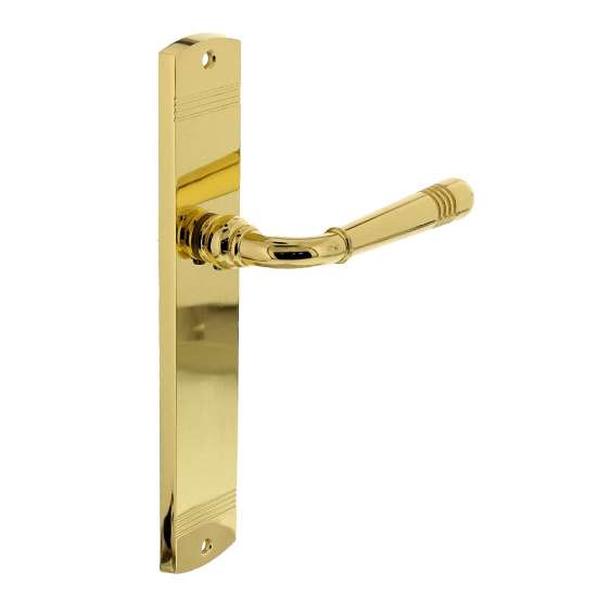 Afbeeldingen van INTERSTEEL Deurkruk Emily op schild 235x45x8 mm blind messing gelakt 1705