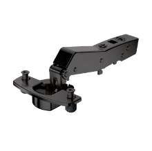 Afbeeldingen van Hettich Sensys hoekscharnier W45 met geïntegreerde demping (Sensys 8639i W45), in obsidiaanzwart, opliggend, openingshoek 95°, TH-boorbeeld 52 x 5,5 mm, met spreidpluggen (ø 10 x 11)