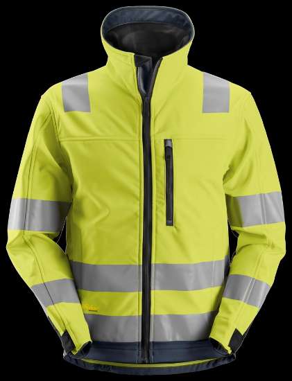 Afbeeldingen van Snickers Allround softshell klasse 3 1230-6695, Maat XS, high-visibillity geel/donker blauw