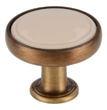 Afbeeldingen van Siro Meubelknop metaal - L 30mm/H 25mm/B 30mm antiek messing/beige 