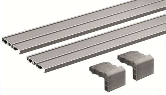 Afbeeldingen van Hettich SlideLine M Profielset: loopprofiel met 2-baans om te schroeven/plakken, 2500 mm