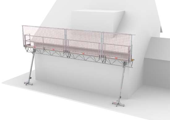Afbeeldingen van Altrex Modulaire triangelbrug met dakrandbeveiliging - Werkhoogte 4 tot 6m - Platformlengte 9m 