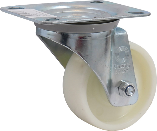 Afbeeldingen van Kelfort zwenkwiel - Ø80mm (125kg) - gegalvaniseerd met plaat en rollager wit polyamide loopvlak 