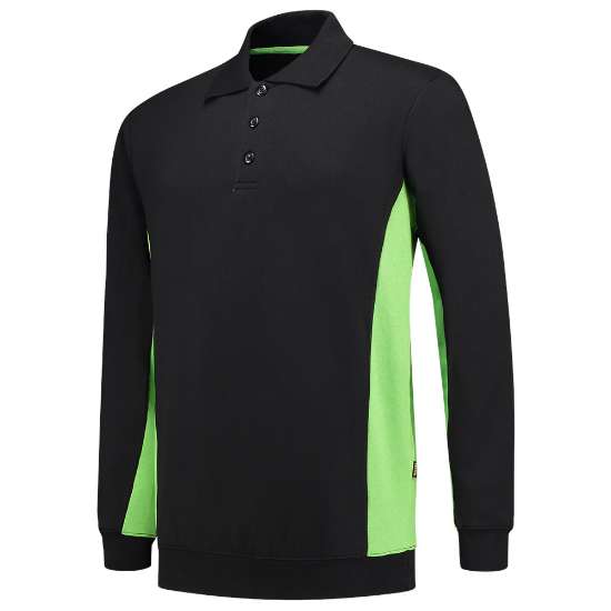 Afbeeldingen van Tricorp polo sweater bicolor 302003 Zwart/Lime M
