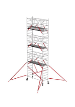 Afbeeldingen van Altrex Rolsteiger smal - aluminium met voorloopleuningen en schoren in de basis RS TOWER 51