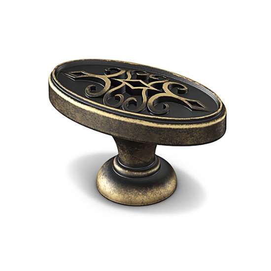 Afbeeldingen van Hettich Knop Sertao, L 45 mm, B 23 mm, H 28 mm, messingkleurig antiek