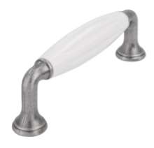 Afbeeldingen van Siro Meubelgreep metaal - boorafstand 96mm/L 114mm/H 37mm/B 18mm tin/wit 