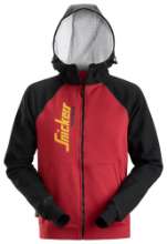 Afbeeldingen van Snickers hoodie met logo en rits 2888-1604, Maat XS, chili rood/zwart