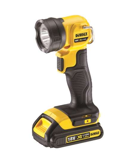 Afbeeldingen van DeWalt werk/-Bouwlamp DCL040-XJ - 18V XR - 3.0Ah = werktijd 16 uur 