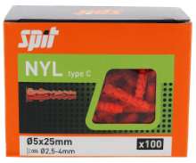 Afbeeldingen van Spit plug - Ø5x25mm - nylon met kraag 