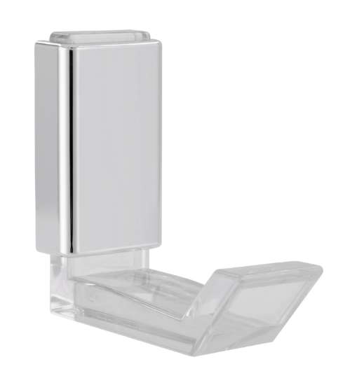 Afbeeldingen van Siro Kapstokhaak kunststof - boorafstand 20mm/L 51mm/H 57mm/B 22mm - transparant/ chroom 