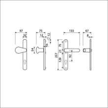 Afbeeldingen van Ami Veiligheid garnituur 257/32/2 knop 173 vastdraaibaar - PC92 56mm - F1 
