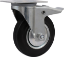 Afbeeldingen van Kelfort zwenkwiel - Ø125mm (100kg) - gegalvaniseerd met stalen velg, plaat en rollager met rem zwart/rubber loopvlak 