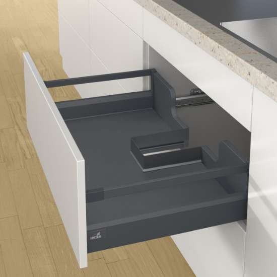 Afbeeldingen van Hettich Metalen omranding voor sifonuitsparing - hoekig, antraciet